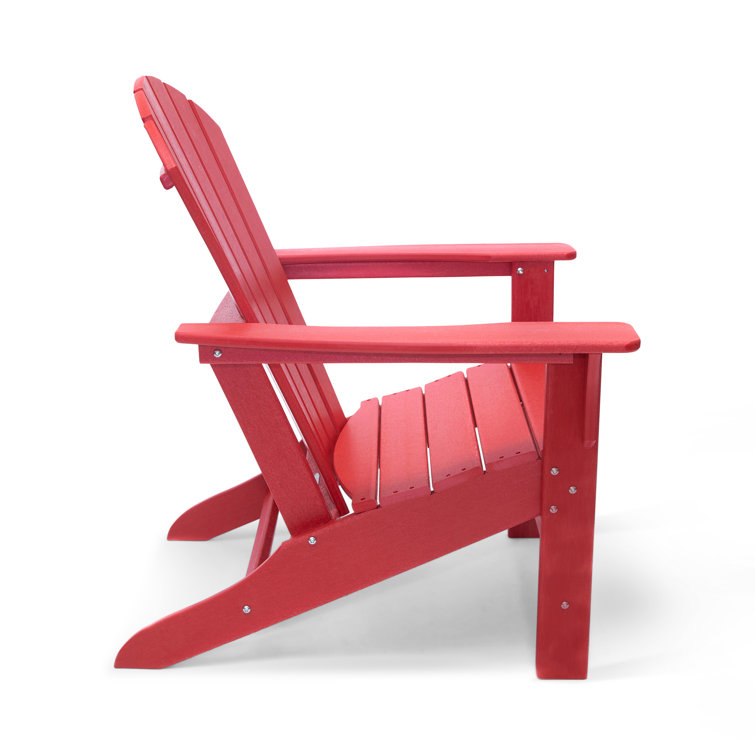 Hampton Red HDPE Traditional Adirondack Chair with Wide Armrests