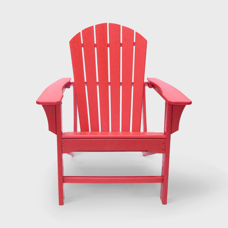 Hampton Red HDPE Traditional Adirondack Chair with Wide Armrests
