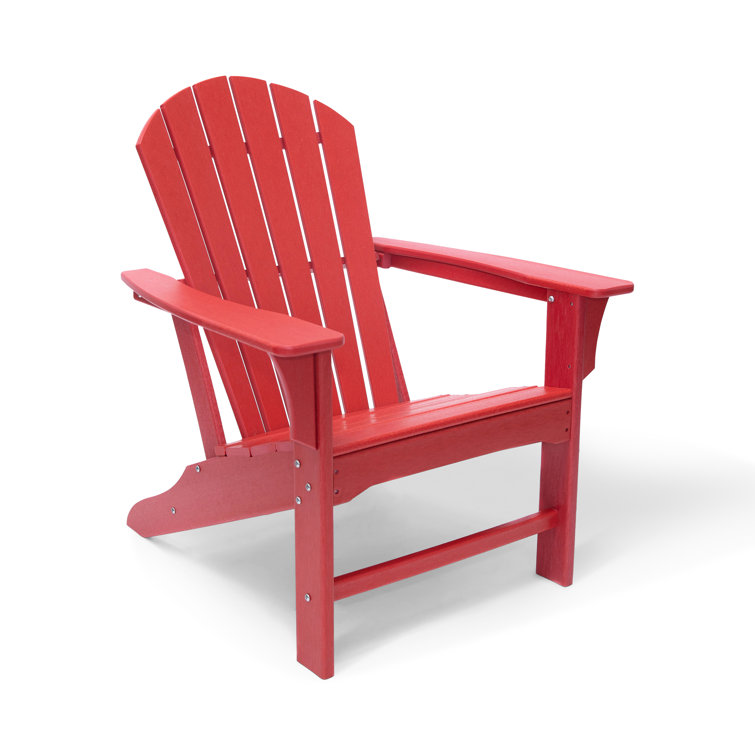 Hampton Red HDPE Traditional Adirondack Chair with Wide Armrests