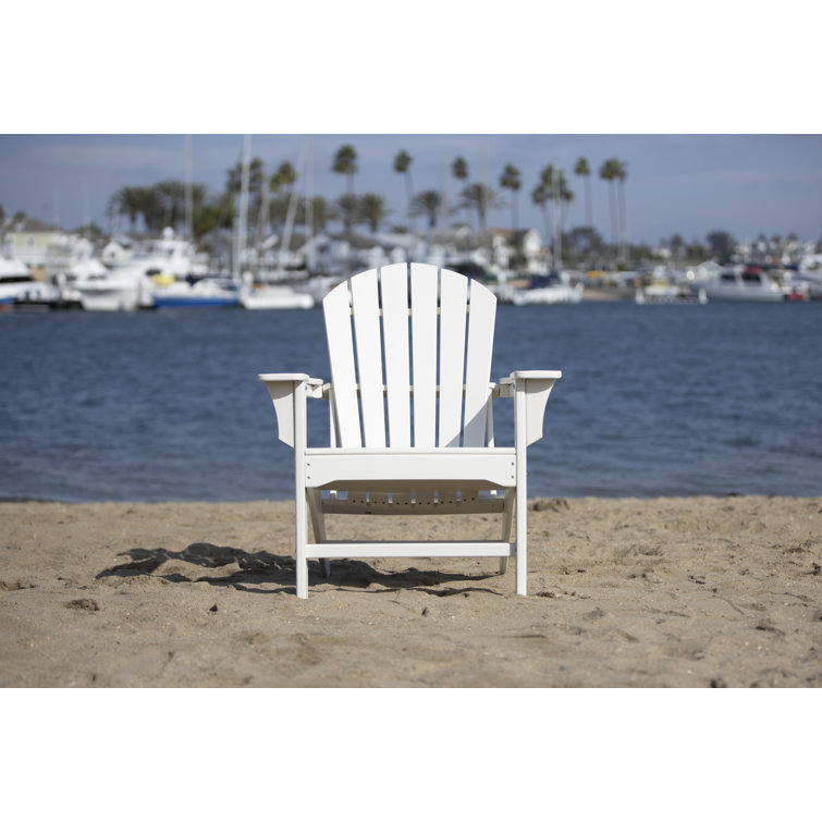 Hampton White HDPE Outdoor Adirondack Chair with Wide Armrests