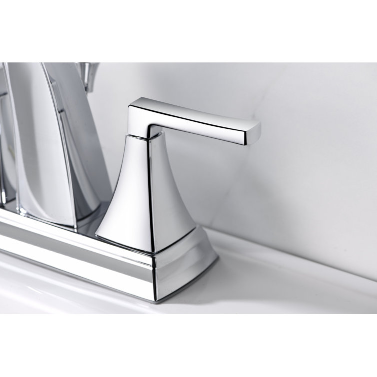 Chrome Polished 2-Handle Centerset Bathroom Faucet with Drain Assembly