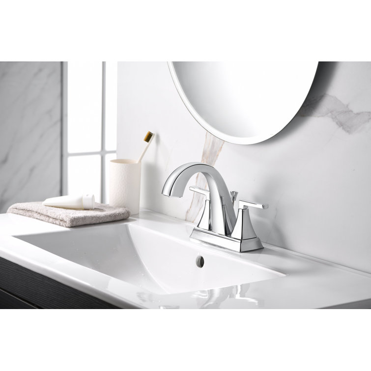 Chrome Polished 2-Handle Centerset Bathroom Faucet with Drain Assembly