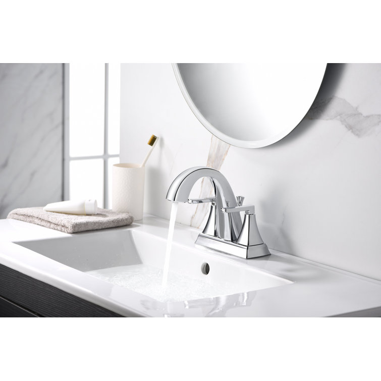 Chrome Polished 2-Handle Centerset Bathroom Faucet with Drain Assembly