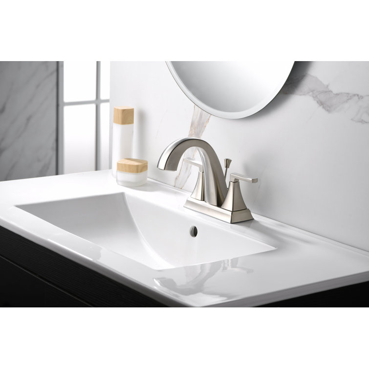 Brushed Nickel Two-Handle Centerset Bathroom Faucet