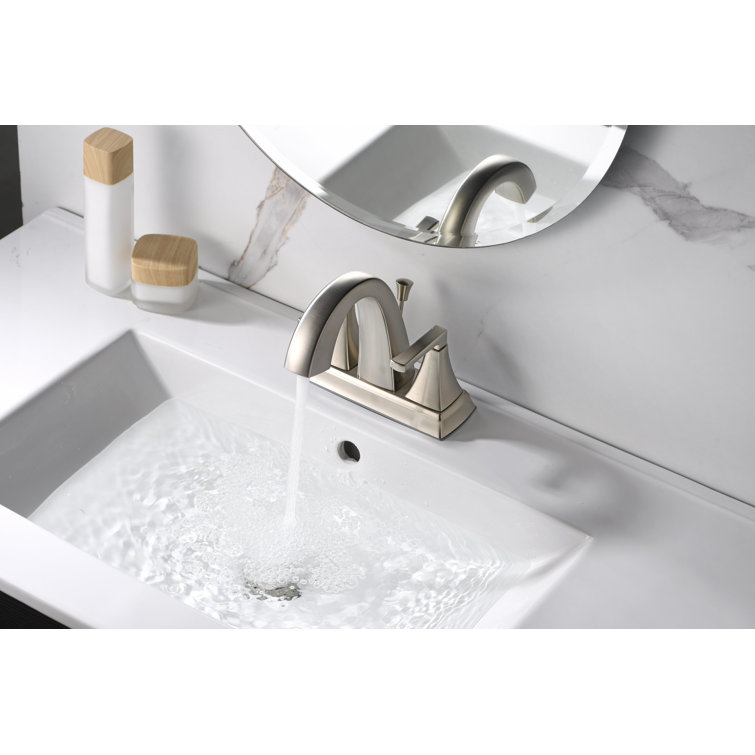 Brushed Nickel Two-Handle Centerset Bathroom Faucet