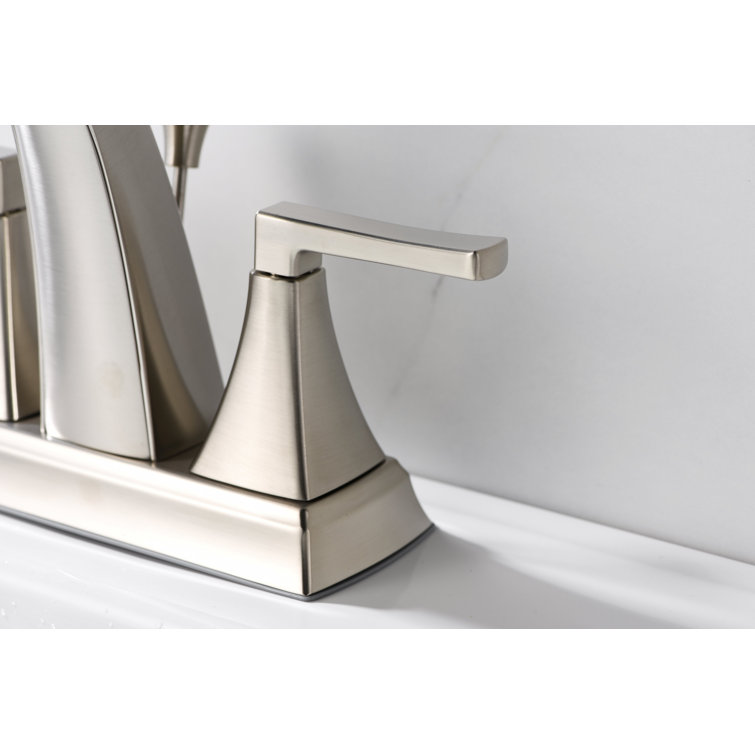 Brushed Nickel Two-Handle Centerset Bathroom Faucet