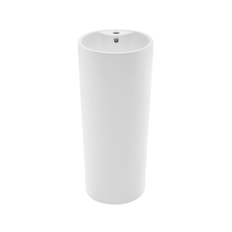 Glossy White Monaco 33.5" Ceramic Pedestal Bathroom Sink