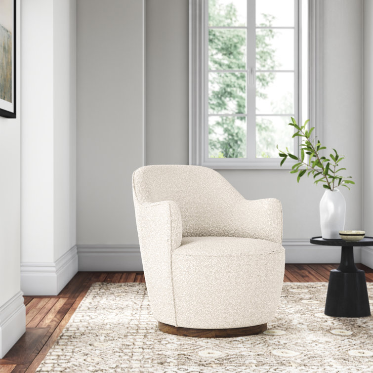 Knoll Natural Barrel Leather Swivel Chair with Wooden Base