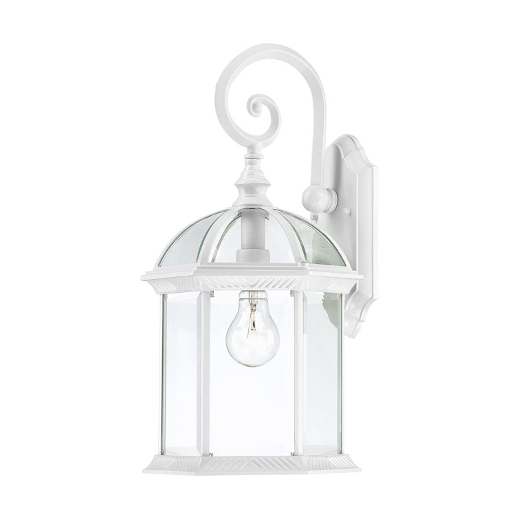 Charming Traditional White Lantern Wall Sconce, 19" Height