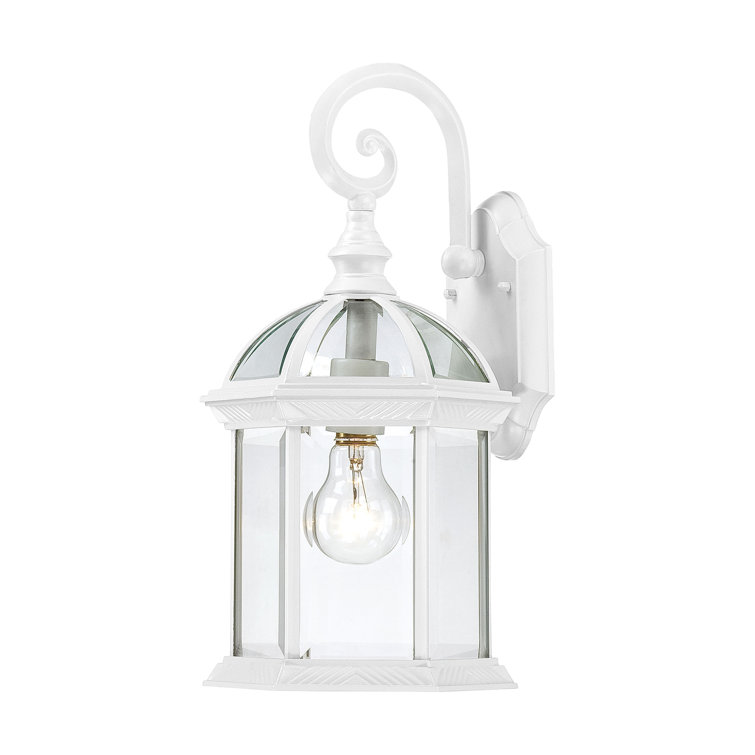 Charming Traditional White Lantern Wall Sconce, 19" Height