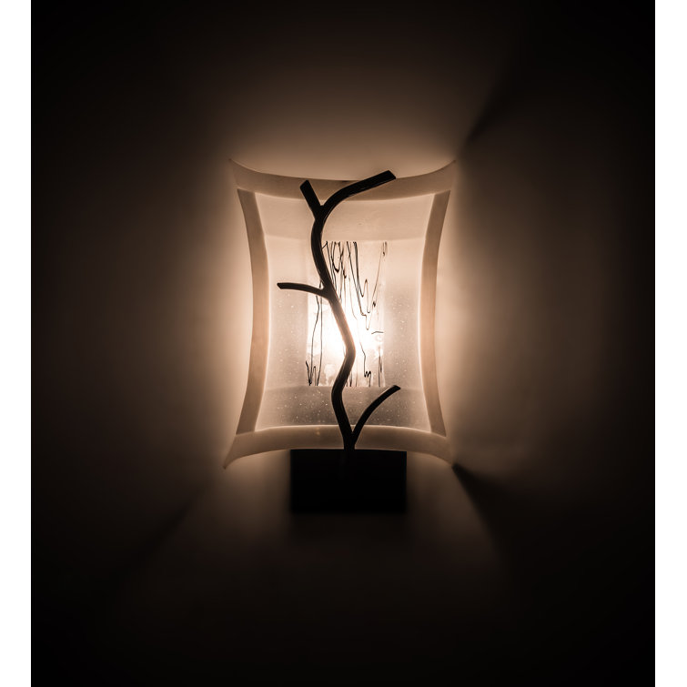 Frost White and Black Glass Branch Sconce
