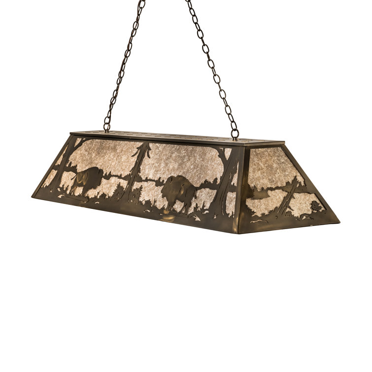 Buffalo Design Copper and Glass Pool Table Pendant