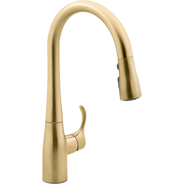 Vibrant Brushed Moderne Brass Pull-Down Kitchen Faucet
