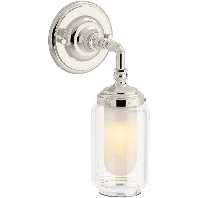 Artifacts Elegance Polished Nickel 1-Light Vanity Sconce with Clear Glass Shade