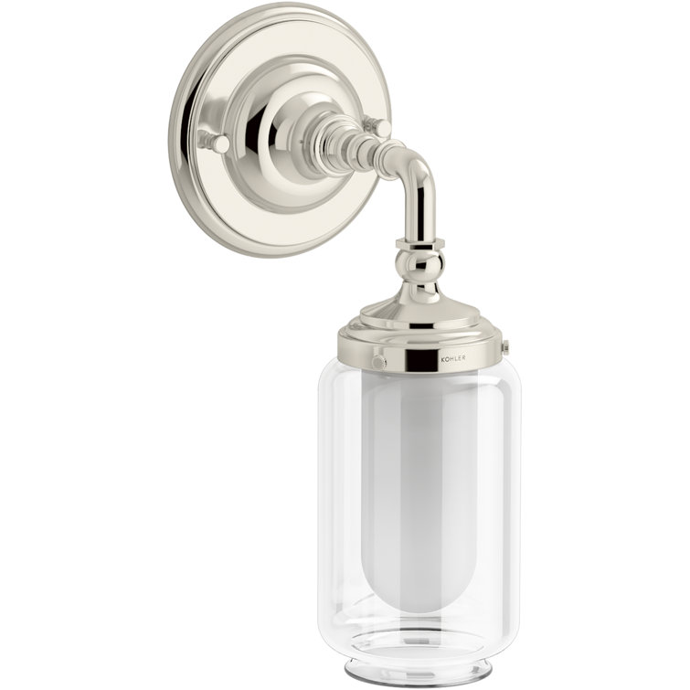Artifacts Elegance Polished Nickel 1-Light Vanity Sconce with Clear Glass Shade