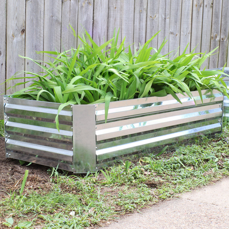 Silver Galvanized Steel Raised Garden Bed for Outdoor Plants