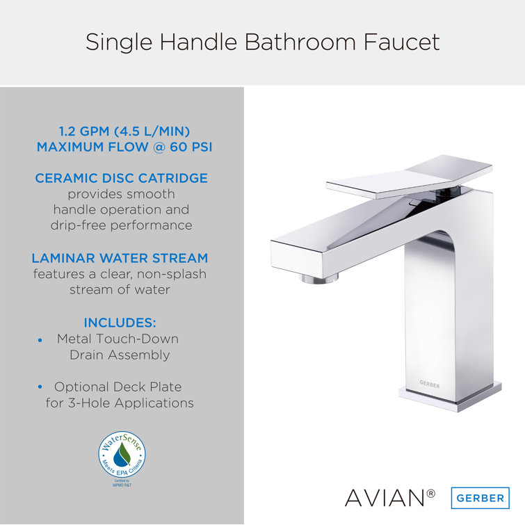 Avian Chrome Single-Handle Monoblock Bathroom Faucet