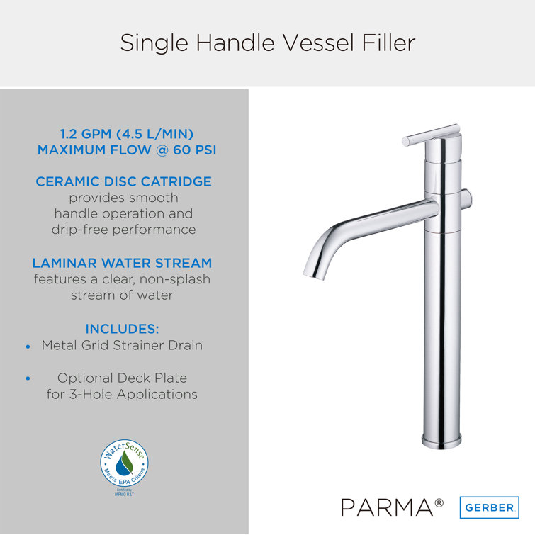 Parma Chrome Single Handle Vessel Bathroom Faucet