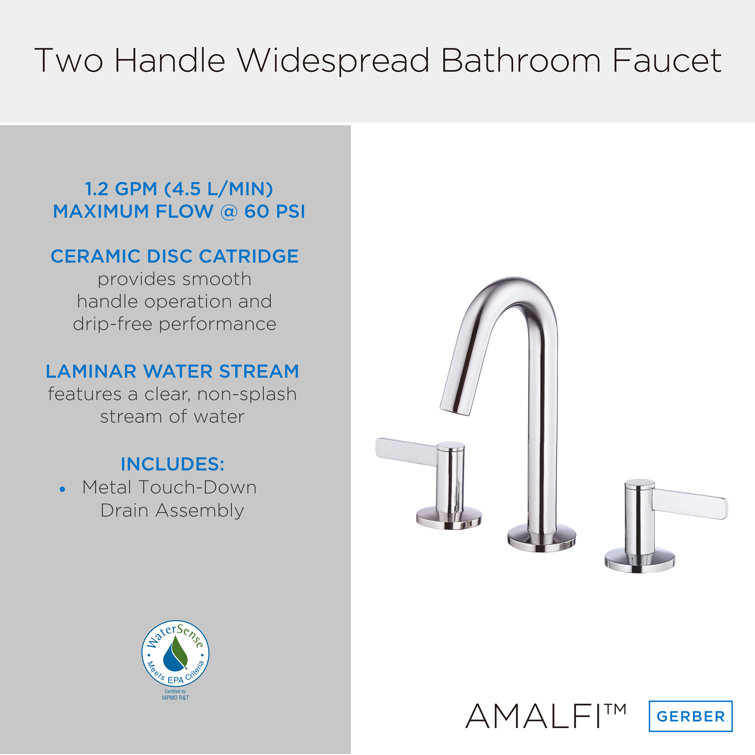 Amalfi Chrome Dual-Handle Widespread Bathroom Faucet