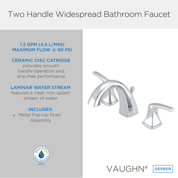 Vaughn Chrome Widespread Bathroom Faucet with Drain Assembly