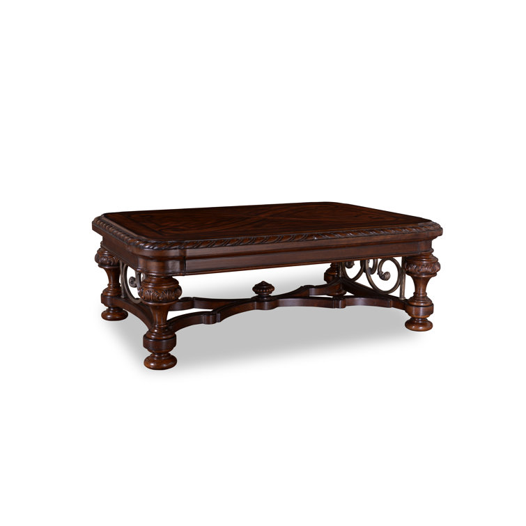 Traditional Brown Wood Rectangular Cocktail Table with Storage