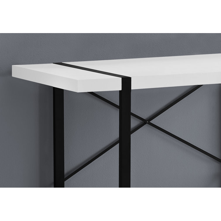 Modern Executive 49" White & Black Metal Computer Desk with Drawer