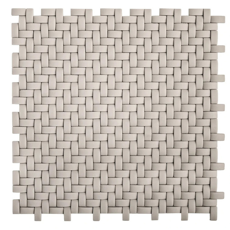 11.7" x 11.8" Beige Glass Basketweave Mosaic Tile
