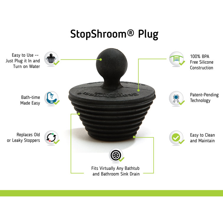StopShroom 2'' Matte Black Rubber Drain Protector