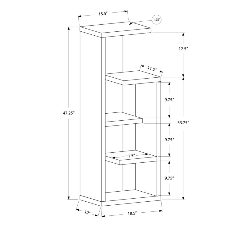 Dark Taupe 48" 5-Tier Stackable Wood-Look Bookcase