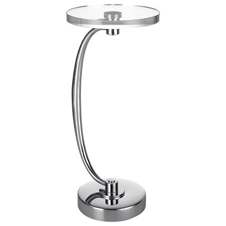 Round Silver Crystal Top Contemporary Drink Table