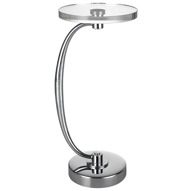 Round Silver Crystal Top Contemporary Drink Table