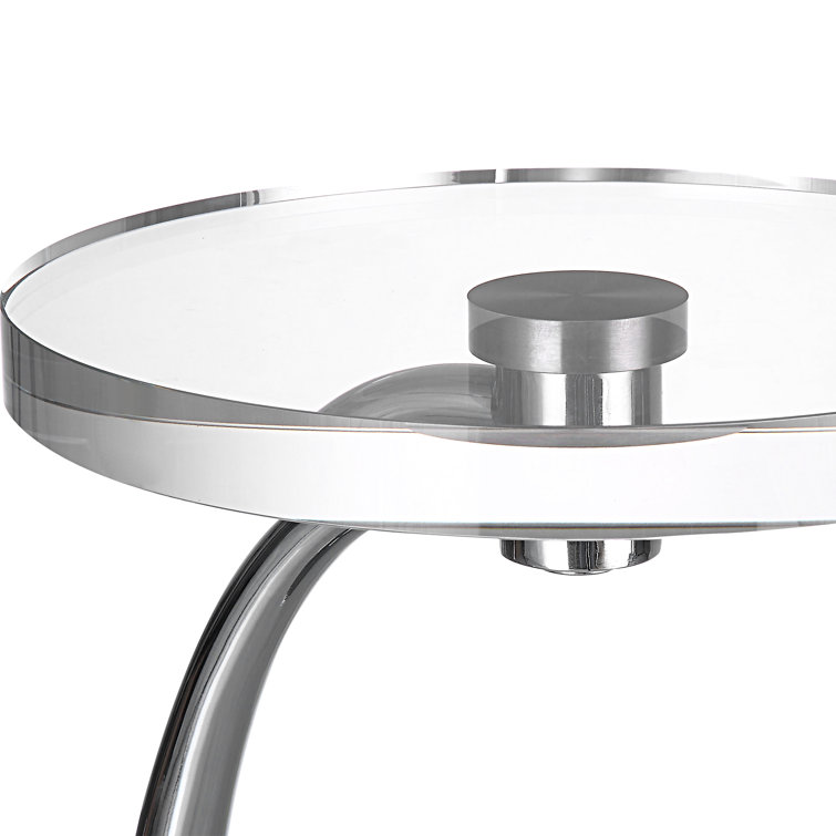 Round Silver Crystal Top Contemporary Drink Table