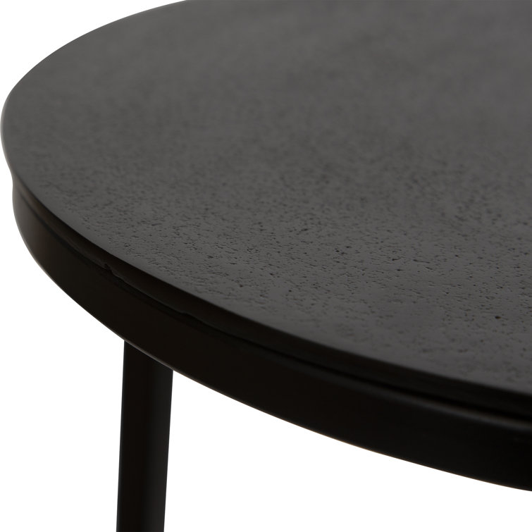 Brunei 13'' Aged Black and Bronze Round Wood & Metal Accent Table