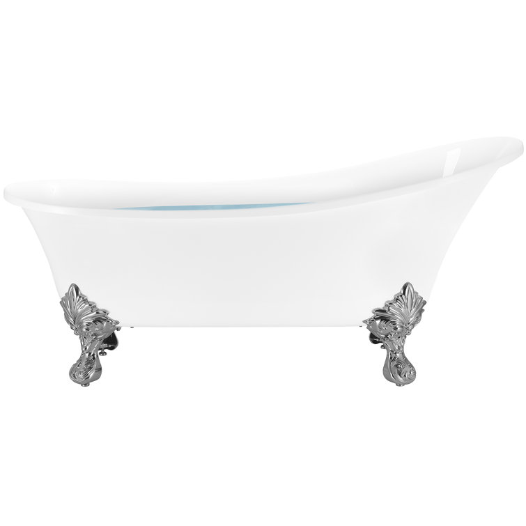 Glossy White Acrylic Clawfoot Freestanding Bathtub with Faucet