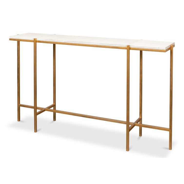 Osprey White Shagreen Console Table with Metal Frame