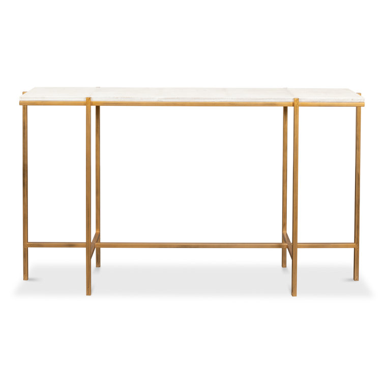Osprey White Shagreen Console Table with Metal Frame