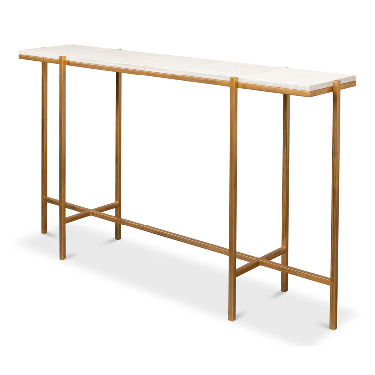 Osprey White Shagreen Console Table with Metal Frame