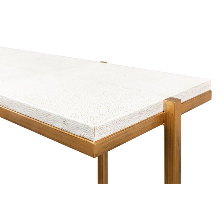 Osprey White Shagreen Console Table with Metal Frame