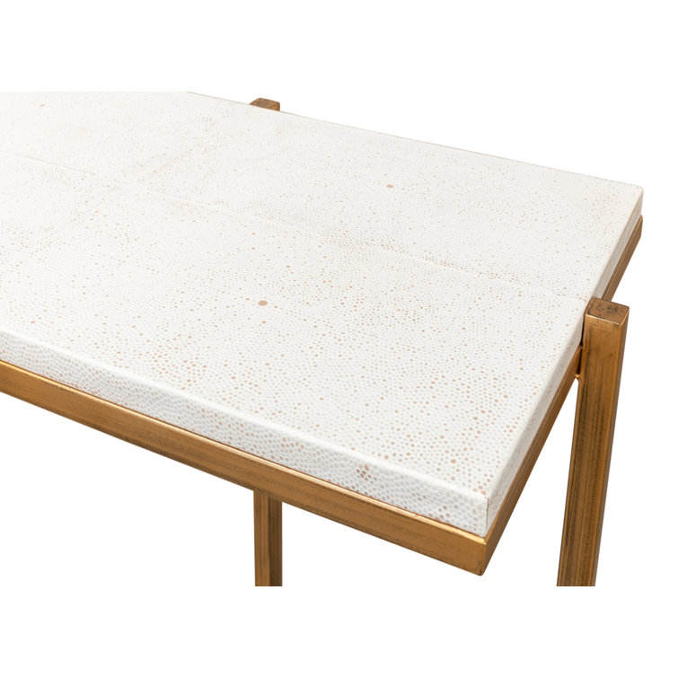 Osprey White Shagreen Console Table with Metal Frame