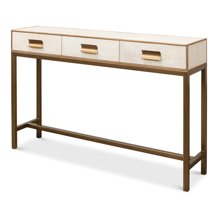 Osprey White Shagreen Console Table with Storage Drawers