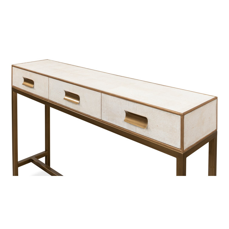 Osprey White Shagreen Console Table with Storage Drawers