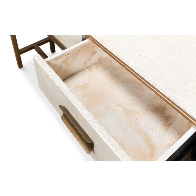 Osprey White Shagreen Console Table with Storage Drawers