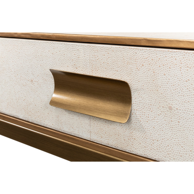 Osprey White Shagreen Console Table with Storage Drawers
