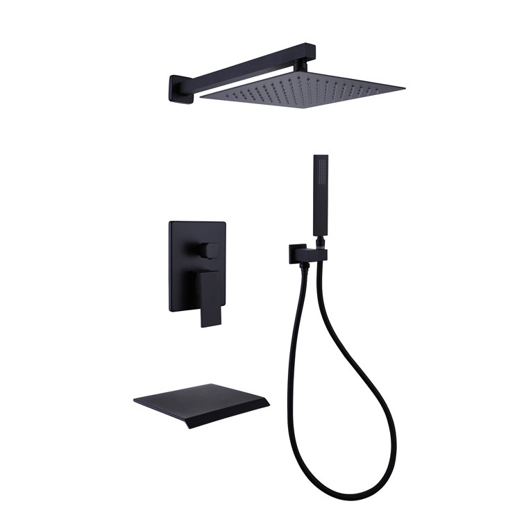 8-Inch Matte Black Multi-Head Rain Shower System with Filter