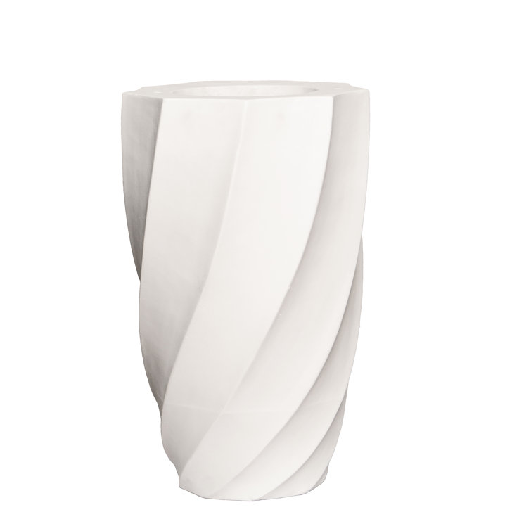 White Resin 22" Durable Round Floor Standing Planter