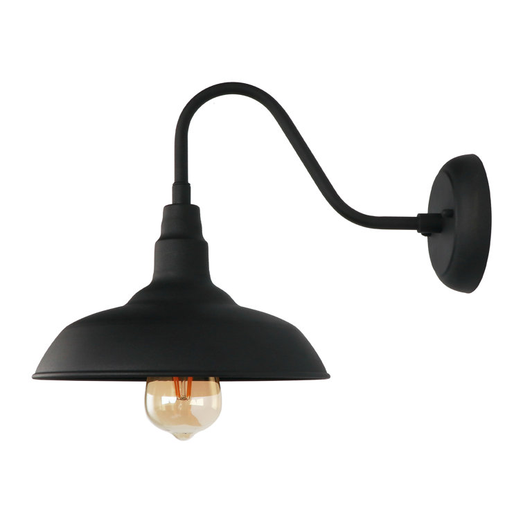 Black Dimmable Steel Wall Sconce with Direct Wired Electric