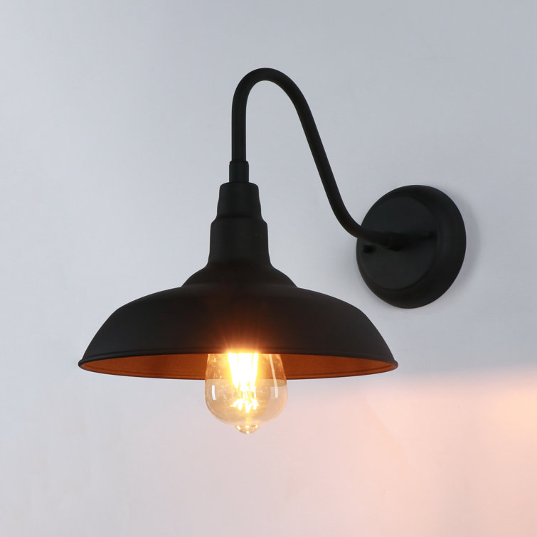 Black Dimmable Steel Wall Sconce with Direct Wired Electric