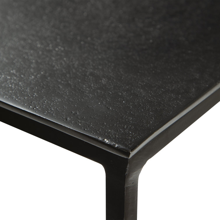 Aged Black Iron and Antique Bronze Square Nesting Pedestal Tables