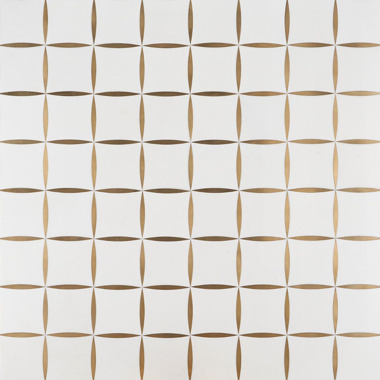 Verity 12" x 12" Polished White and Gold Marble Mosaic Tile