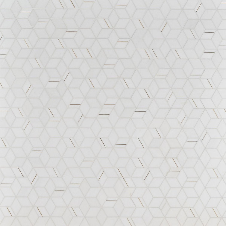 Graceland White Marble and Brass Hexagonal Mosaic Tile